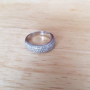 925 Sterling Silver Crystal Diamond Ring SZ 5
